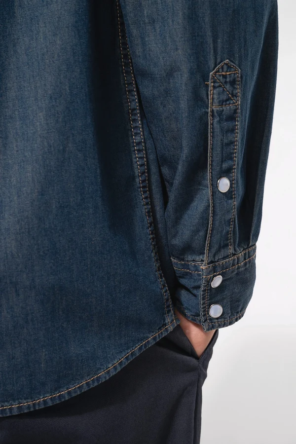Herren denim-hemd langarm