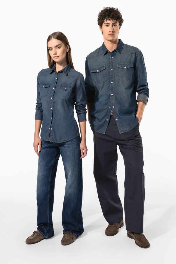 Herren denim-hemd langarm