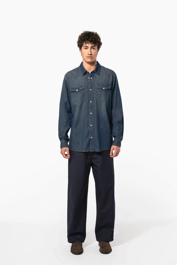 Herren denim-hemd langarm