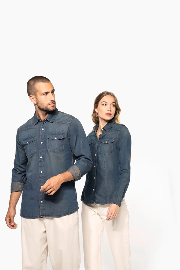 Herren denim-hemd langarm