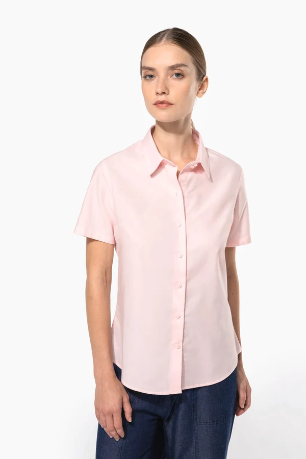Damen Oxford Kurzarmbluse