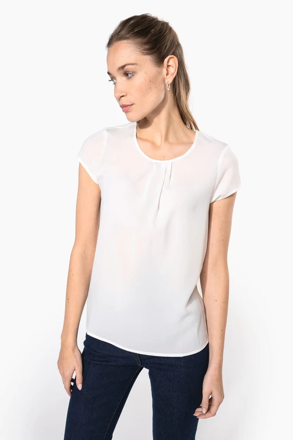 Kurzarm-Kreppbluse für Damen