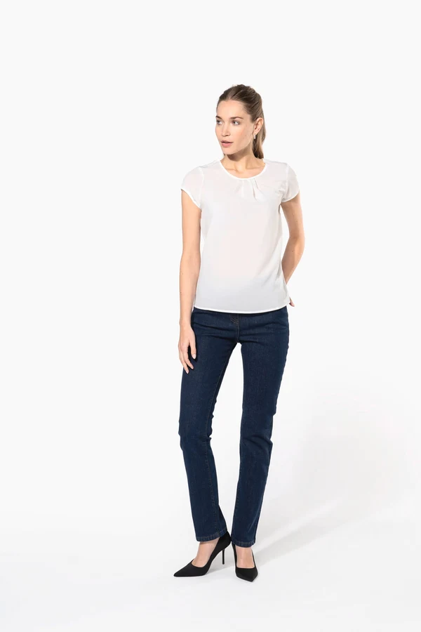 Kurzarm-Kreppbluse für Damen