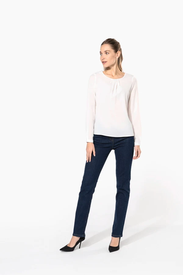 Langarm-Kreppbluse für Damen