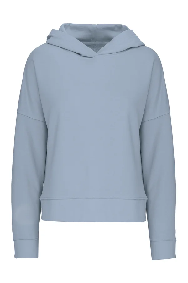 Damen Oversize Bio Kapuzen Sweater aquamarine