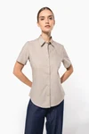 Popeline-Kurzarmhemd Baumwollpolyester pflegeleicht für Damen