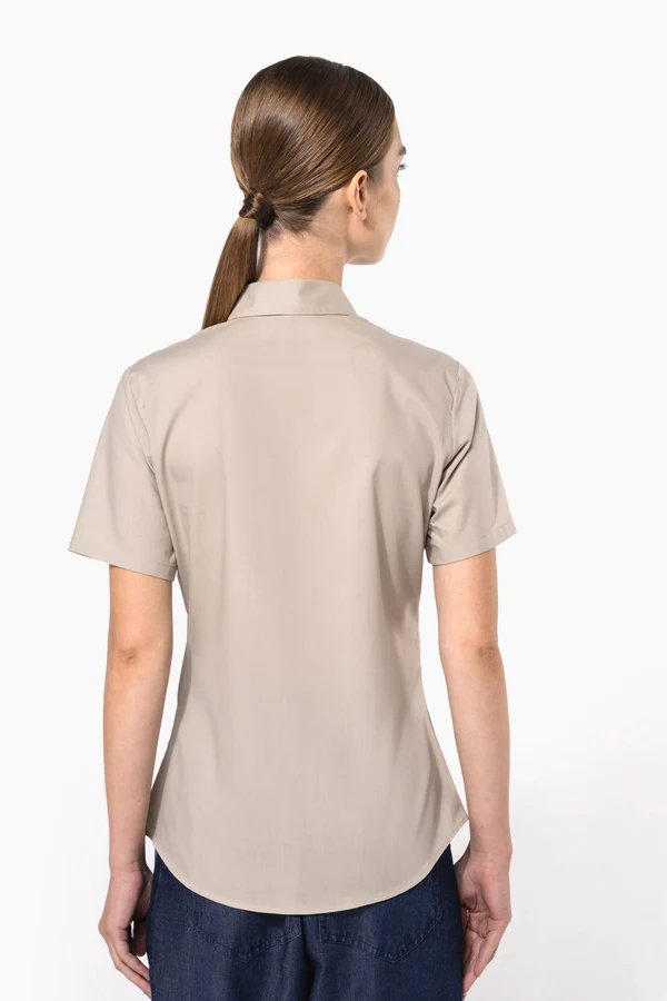 Popeline-Kurzarmhemd Baumwollpolyester pflegeleicht für Damen