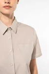 Popeline-Kurzarmhemd Baumwollpolyester pflegeleicht für Damen