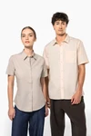 Popeline-Kurzarmhemd Baumwollpolyester pflegeleicht für Damen
