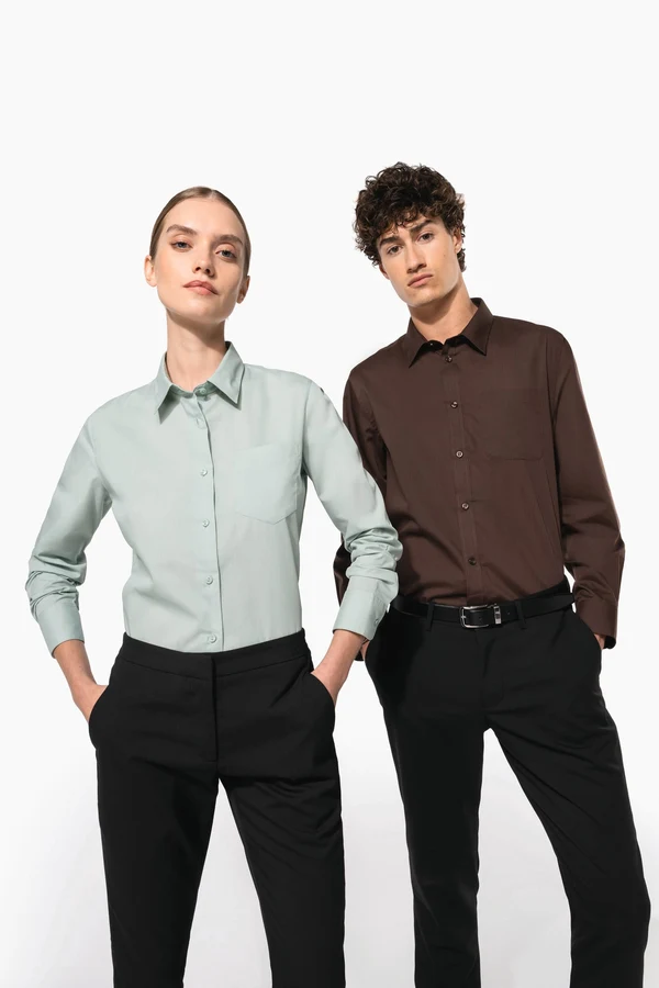 Popeline-Hemd Baumwollpolyester pflegeleicht für Damen