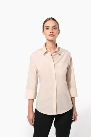 Popeline Hemd Baumwollpolyester 3/4-Ärmel pflegeleicht für Damen