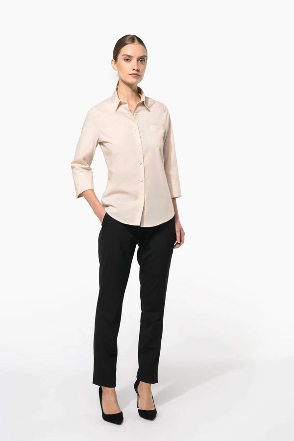 Popeline Hemd Baumwollpolyester 3/4-Ärmel pflegeleicht für Damen