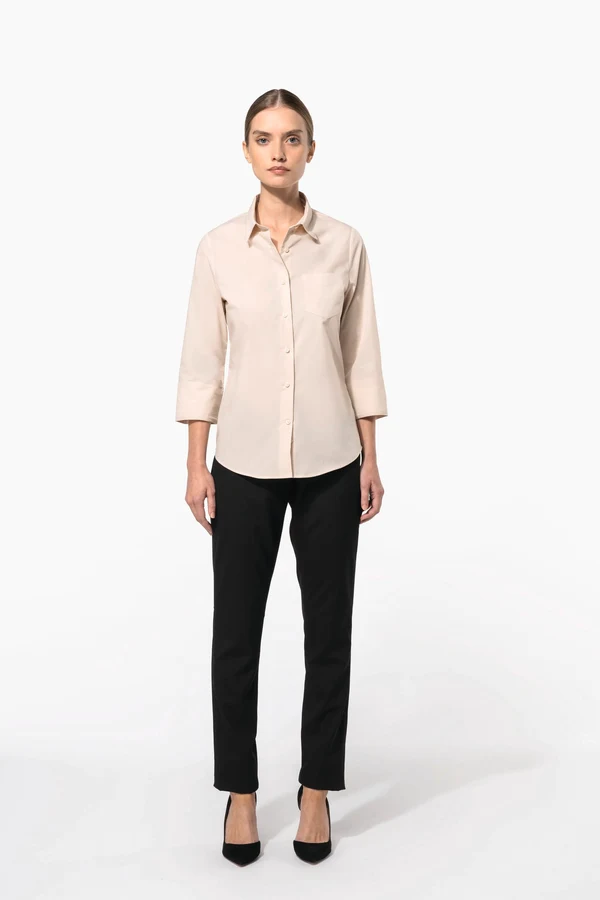 Popeline Hemd Baumwollpolyester 3/4-Ärmel pflegeleicht für Damen