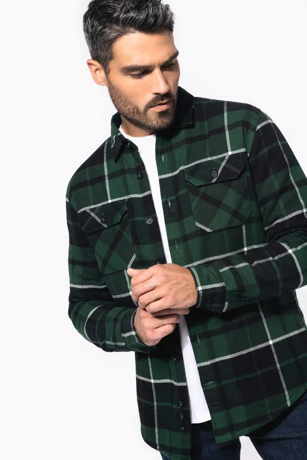 Karo-Hemdjacke mit Sherpa-Futter