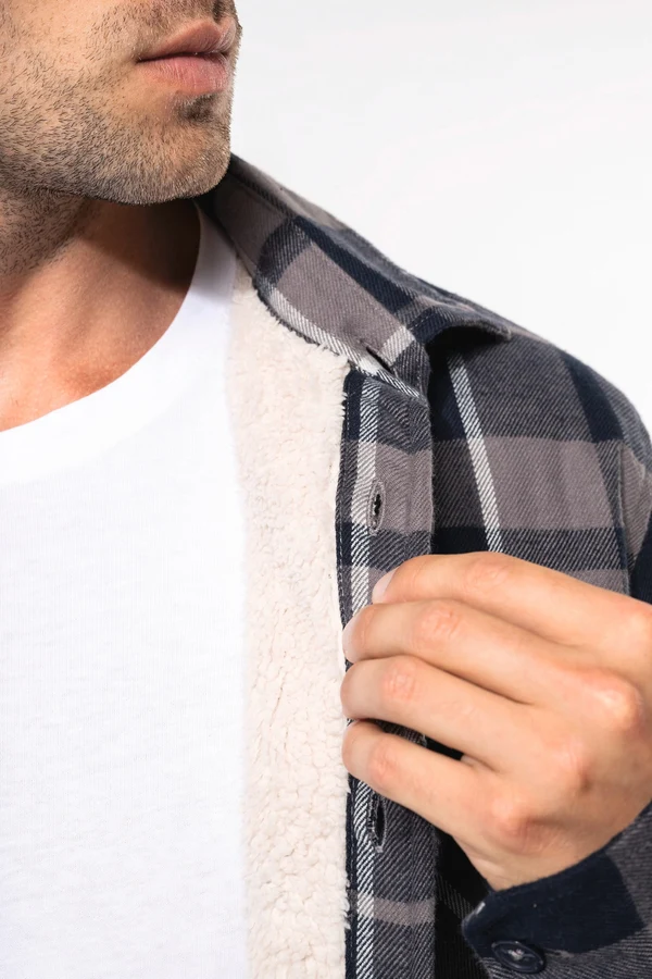 Karo-Hemdjacke mit Sherpa-Futter