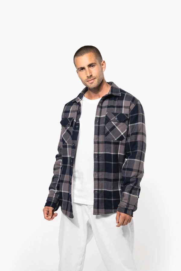 Karo-Hemdjacke mit Sherpa-Futter