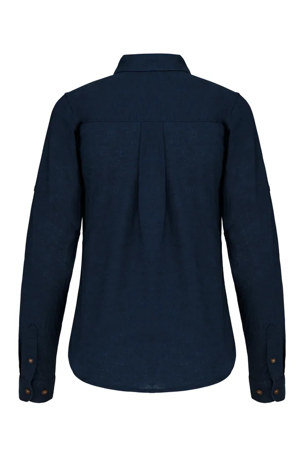 Leinen Bluse langarm Navy