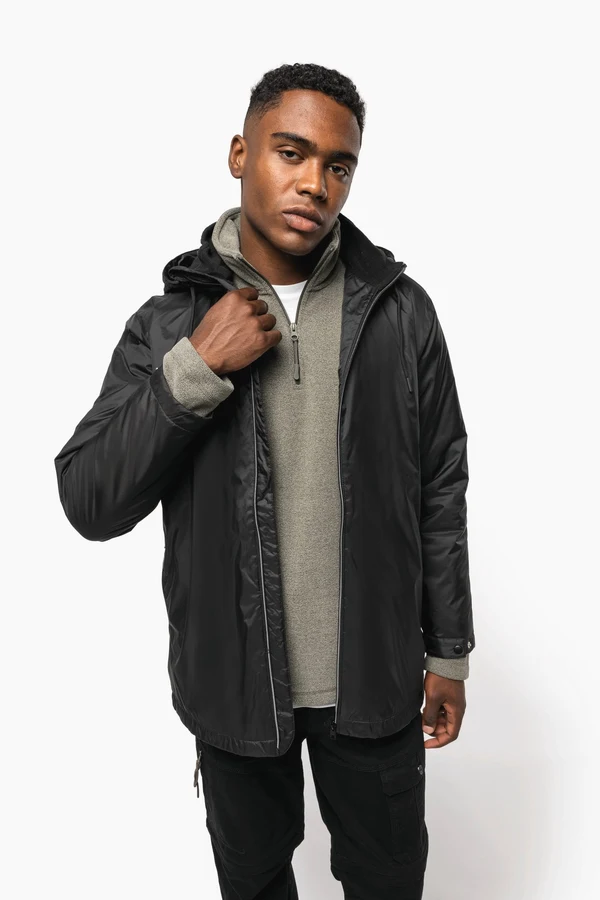 Gefütterte Unisex-Kapuzenjacke aus Mikrofleece