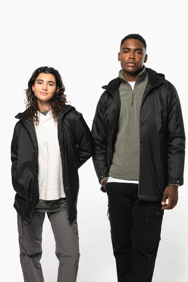 Gefütterte Unisex-Kapuzenjacke aus Mikrofleece