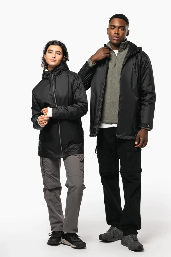 Gefütterte Unisex-Kapuzenjacke aus Mikrofleece