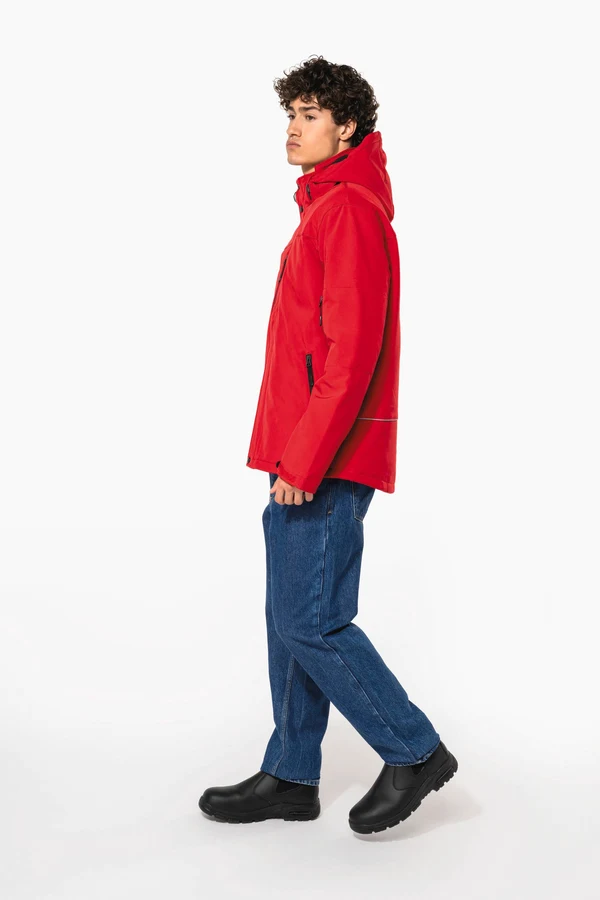 Herrenparka Softshell wattiert mit Kapuze