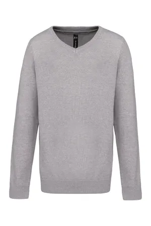 Kinder-Pullover mit V-Ausschnitt Grey Melange
