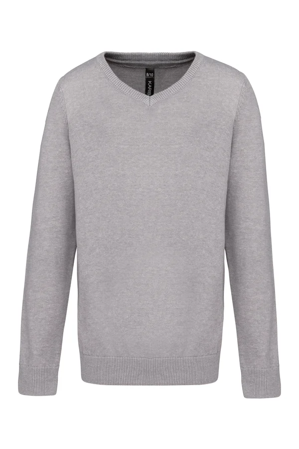 Kinder-Pullover mit V-Ausschnitt Grey Melange