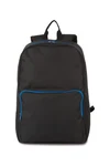 Backpack with contrasting zip fastenings