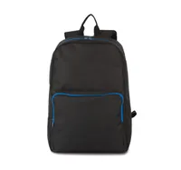 Backpack with contrasting zip fastenings