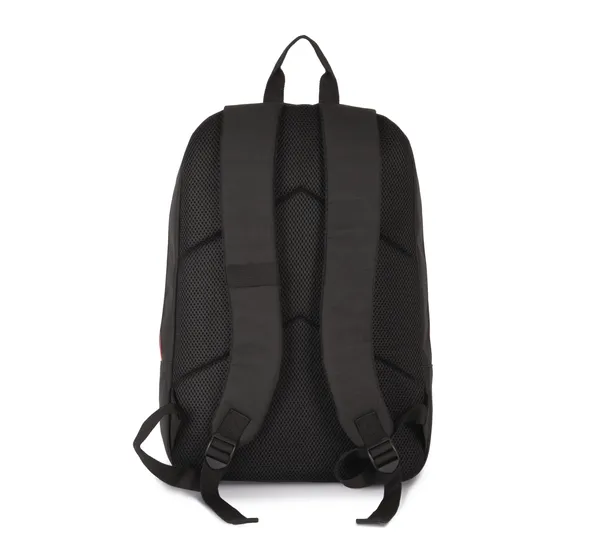 Backpack with contrasting zip fastenings