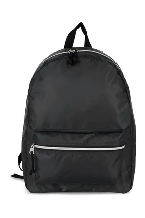 Modischer Rucksack mit kontrastfarbenem silbernem Reißverschluss Black