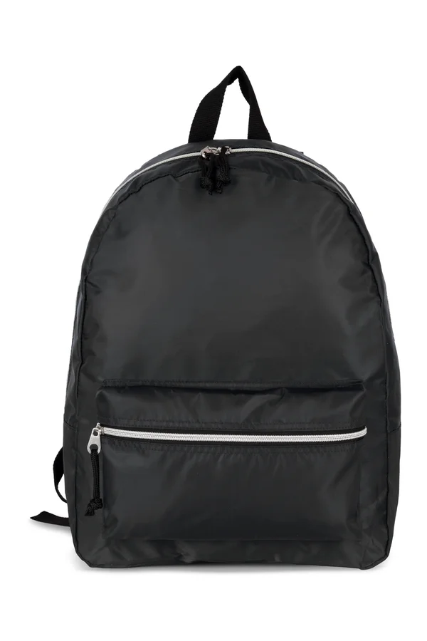 Modischer Rucksack mit kontrastfarbenem silbernem Reißverschluss Black