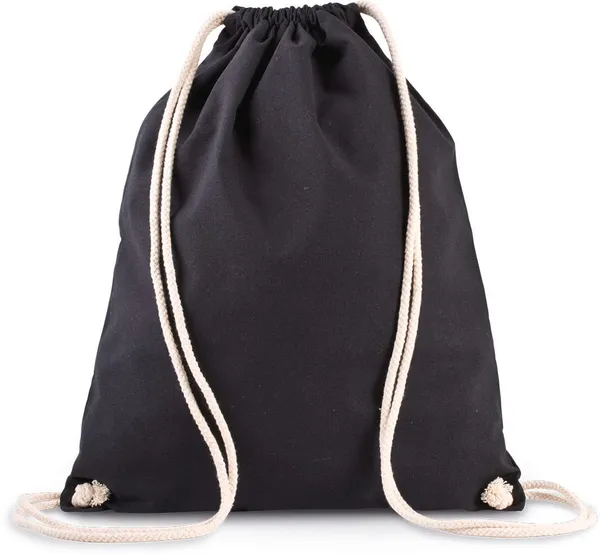 Organic cotton backpack with drawstring carry handles
