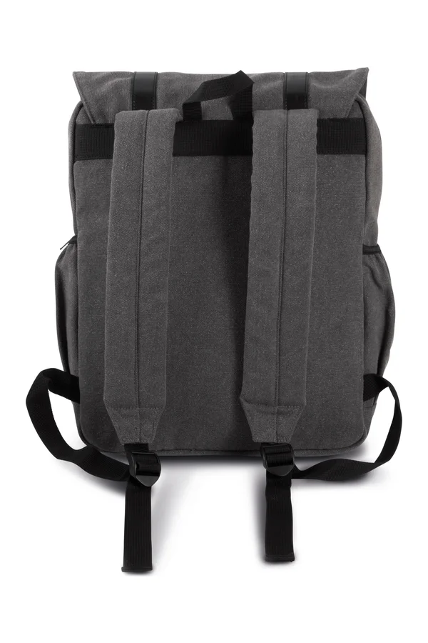 Canvas-Rucksack mit Klappe Washed Dark Grey