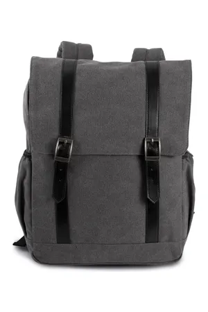 Canvas-Rucksack mit Klappe Washed Dark Grey