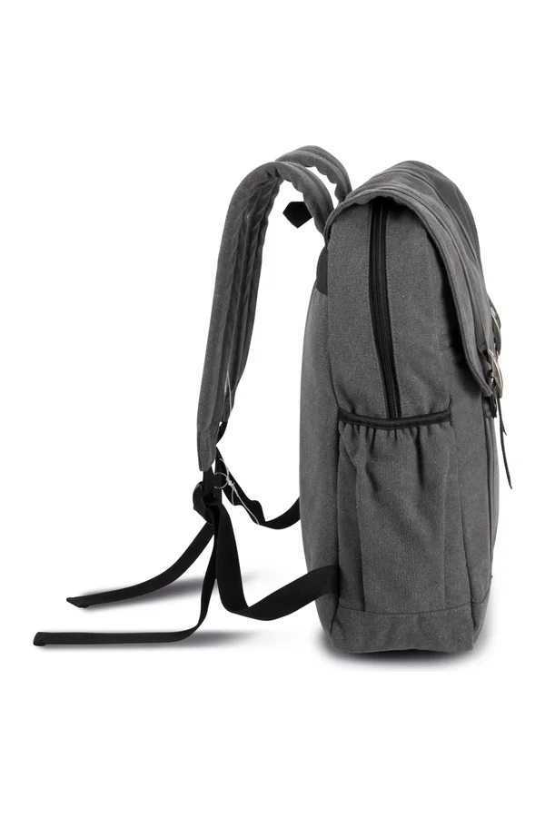 Canvas-Rucksack mit Klappe Washed Dark Grey