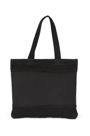 Shoppingtasche aus Baumwolle und geflochtenen Jutefäden Black