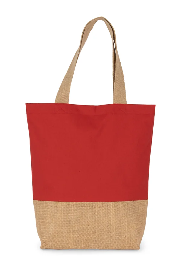 Shoppingtasche aus Baumwolle verklebten Jutefäden Arandano Red / Natural