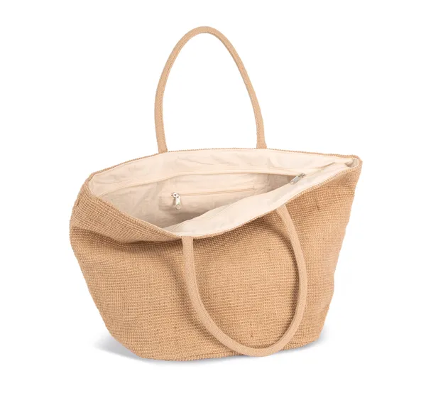 Woven jute shopping bag with knit canvas effect