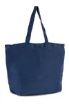 Große Jute-Baumwoll-Tasche mit Innenfutter Washed Midnight Blue