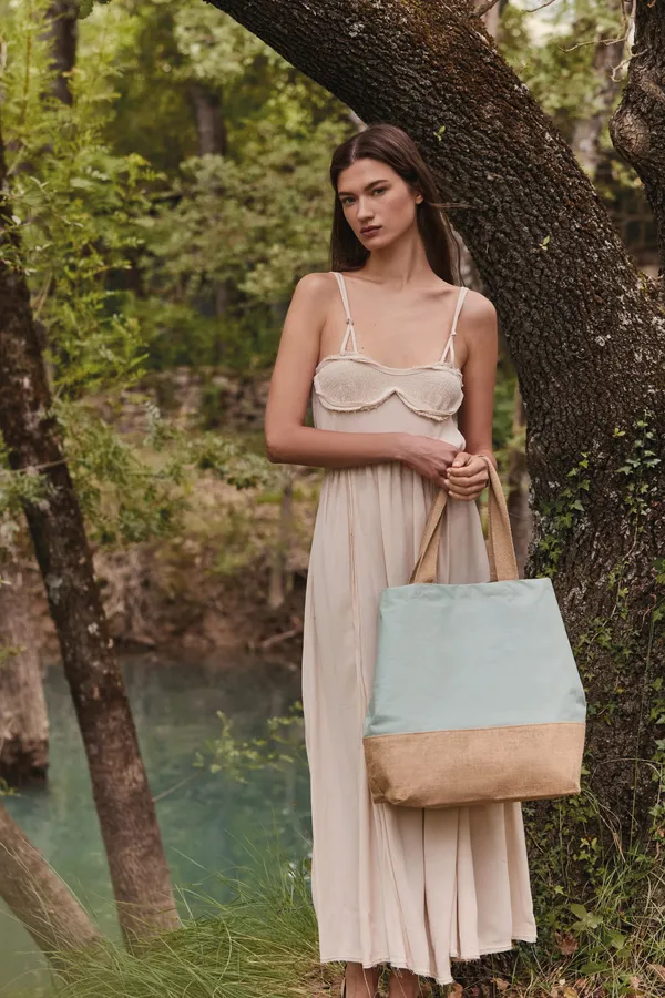 Canvas & jute hold-all shopper bag