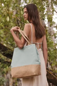 Canvas & jute hold-all shopper bag