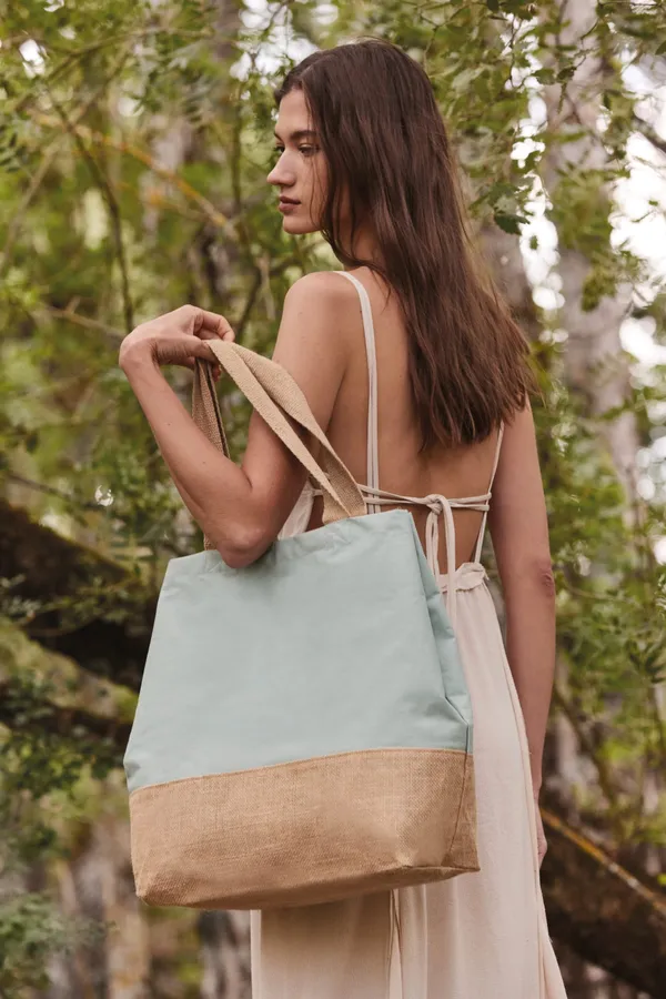 Canvas & jute hold-all shopper bag