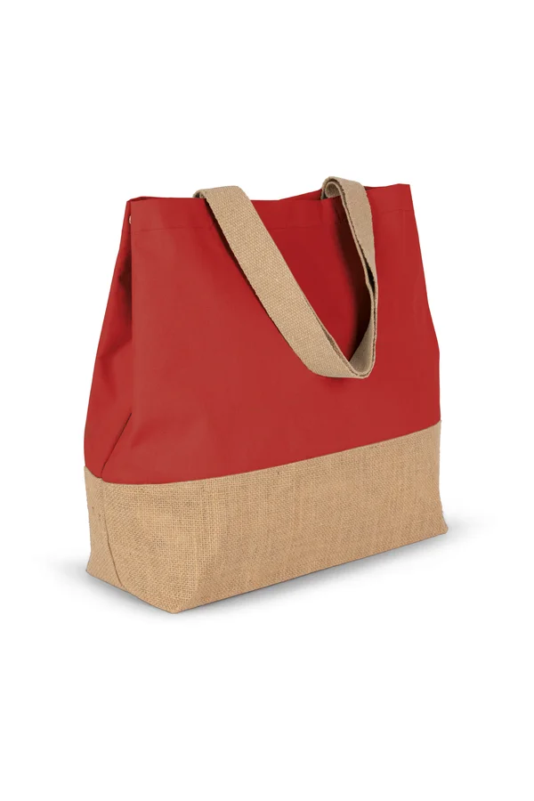 Baumwolltuch-Jute-Shoppingtasche Arandano Red / Natural