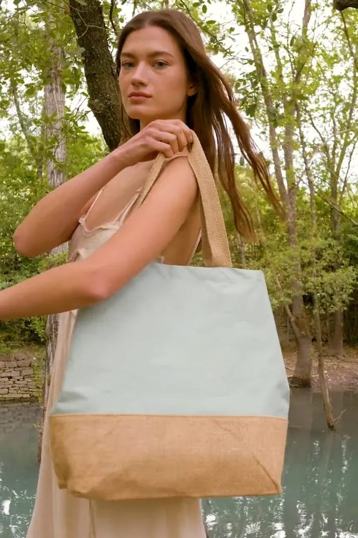 KI0235-Canvas & jute hold-all shopper bag