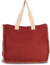 Jute bag with contrast stitching