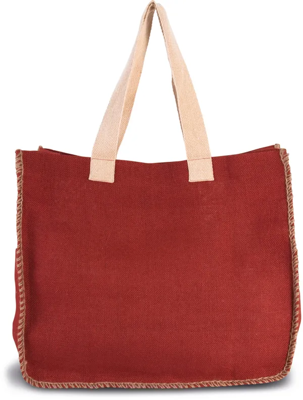 Jute bag with contrast stitching