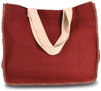 Jute bag with contrast stitching