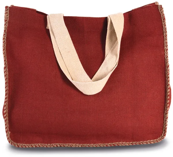 Jute bag with contrast stitching