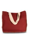 Jutetasche mit Kontrastnähten Arandano Red / Natural